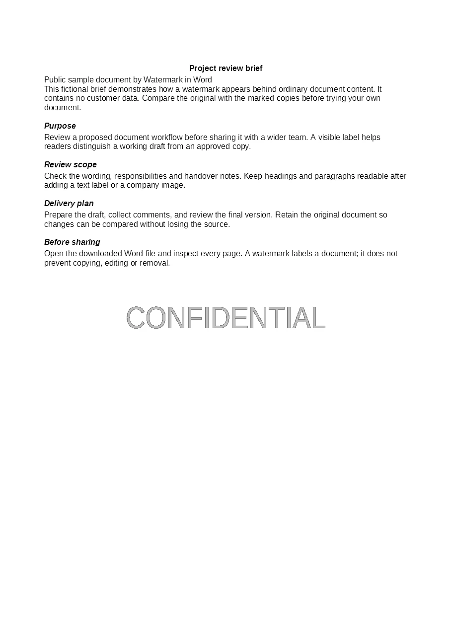 Converted Word brief with a horizontal CONFIDENTIAL watermark