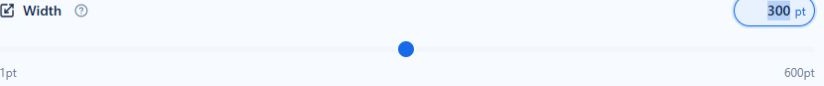 Custom text Width slider in points
