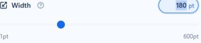 The custom image Width control, which accepts an exact point value