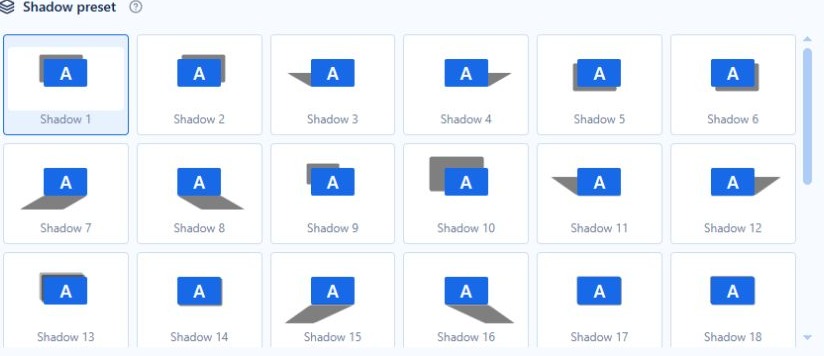 Visual shadow preset gallery