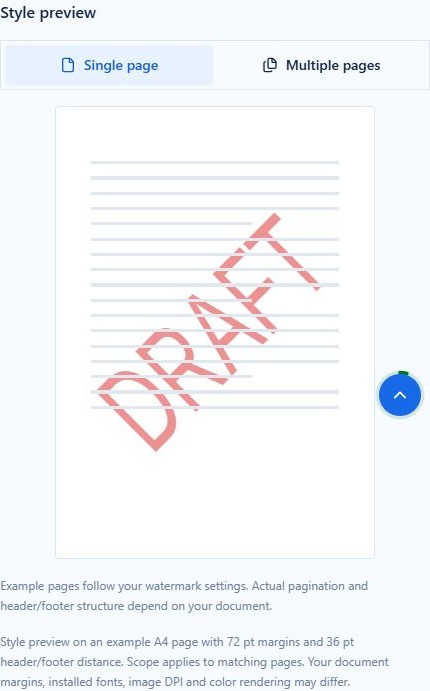 Single-page style preview of a red DRAFT watermark